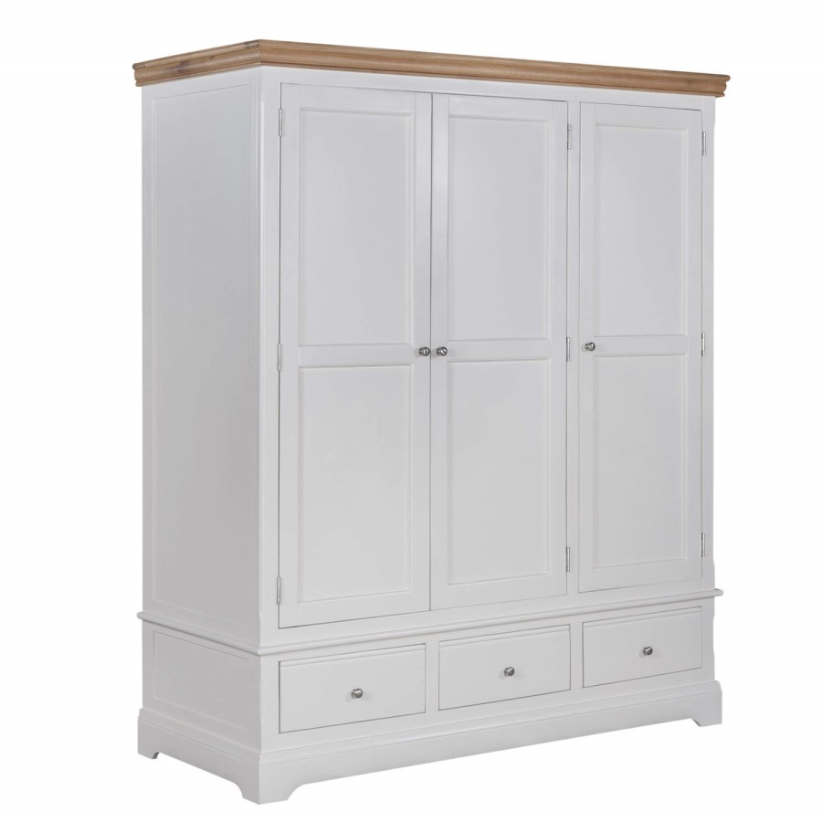 Charleston 3 Door 3 Drawer Wardrobe in Cream and Oak