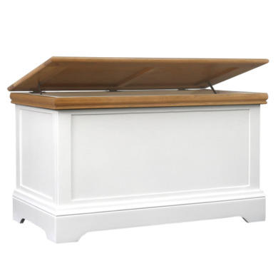 GRADE A3 - Charleston Blanket Box in Cream and Oak