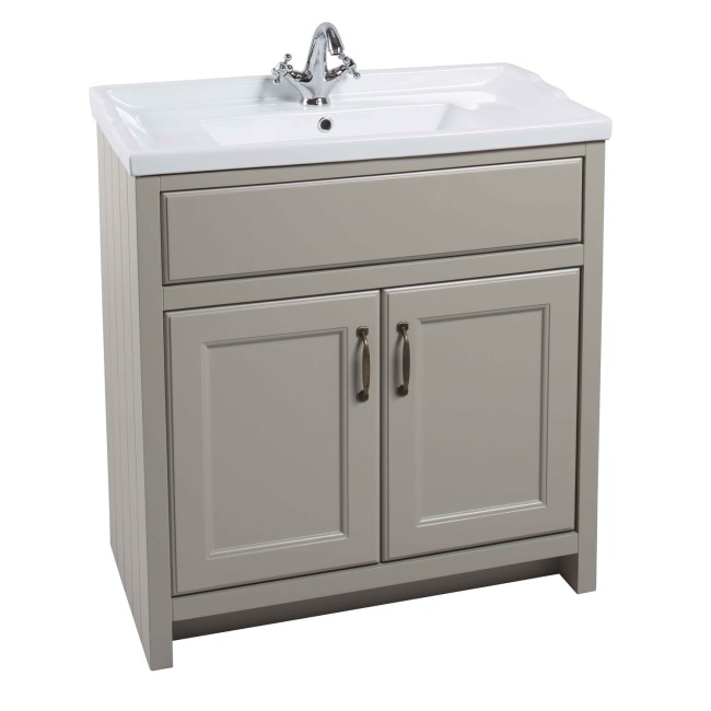 Grey Traditional Bathroom Free Standing Vanity Unit & Basin - W815mm