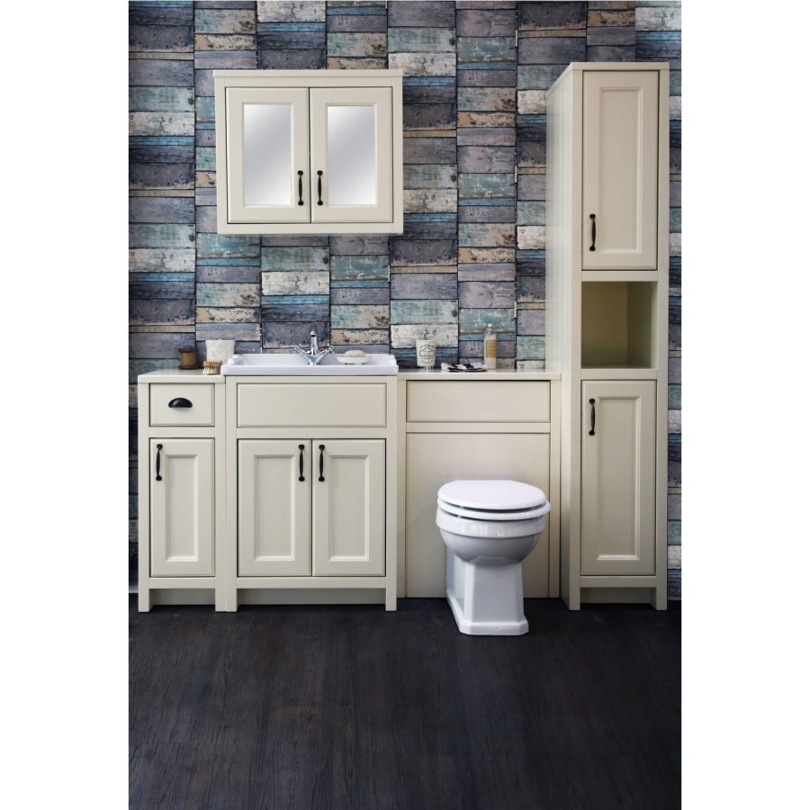 White Traditional Free Standing Bathroom Cabinet - W300 x H820mm