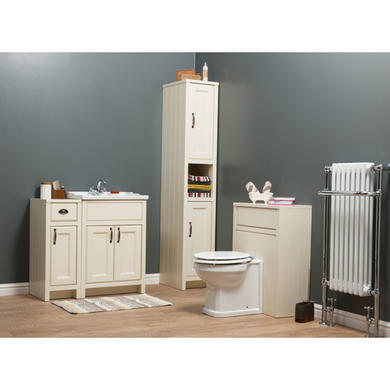 White Traditional Free Standing Bathroom Cabinet - W300 x H820mm