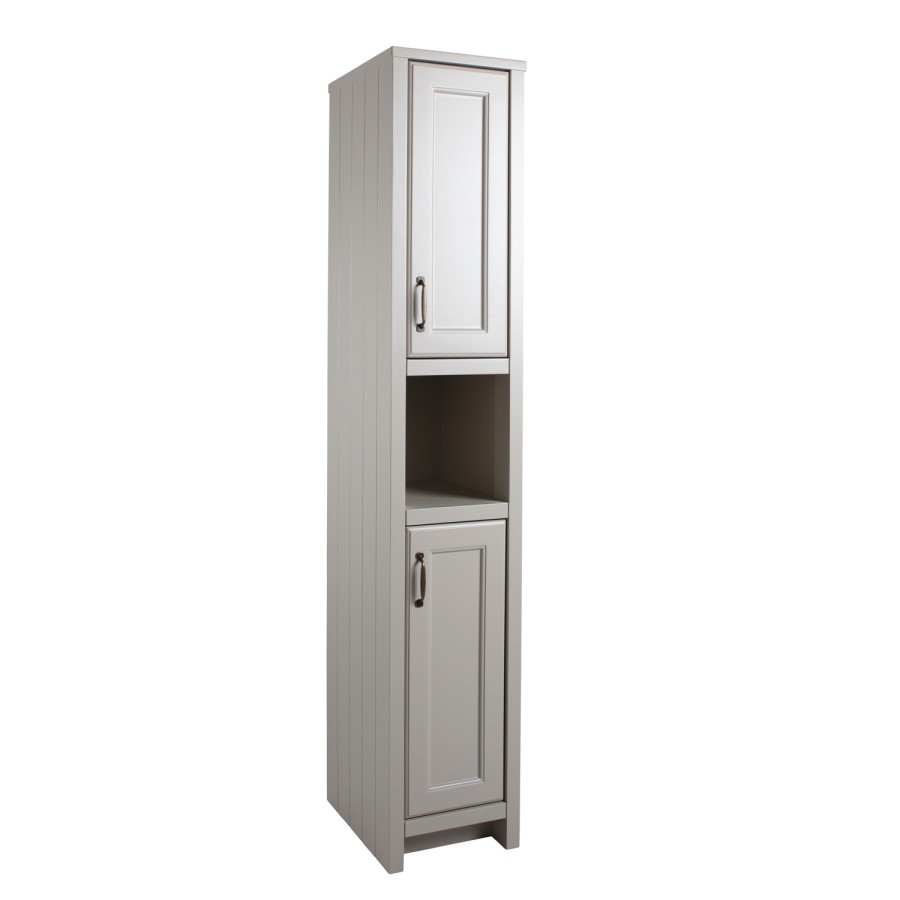 Grey Traditional Free Standing Tall Bathroom Storage Cabinet - H1900mm