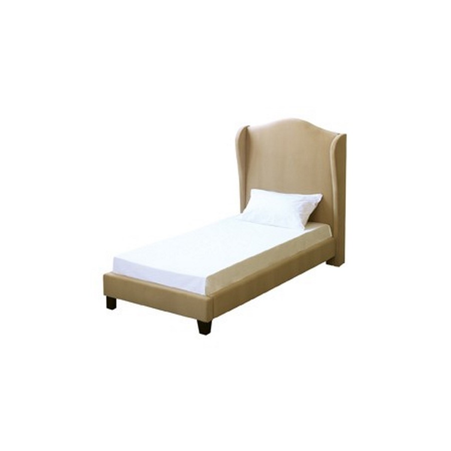 LPD Chateaux Single Wing Back Bed Frame in Beige Velvet
