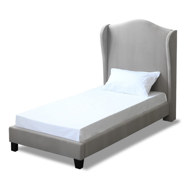 LPD Chateaux Single Wing Back Bed Frame in Silver Velvet