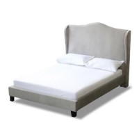French Grey Velvet Double Bed Frame - Chateaux - LPD