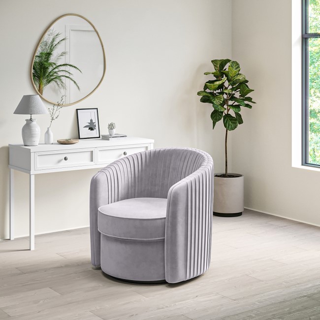 Swivel Accent Chair in Light Grey Velvet - Cheska