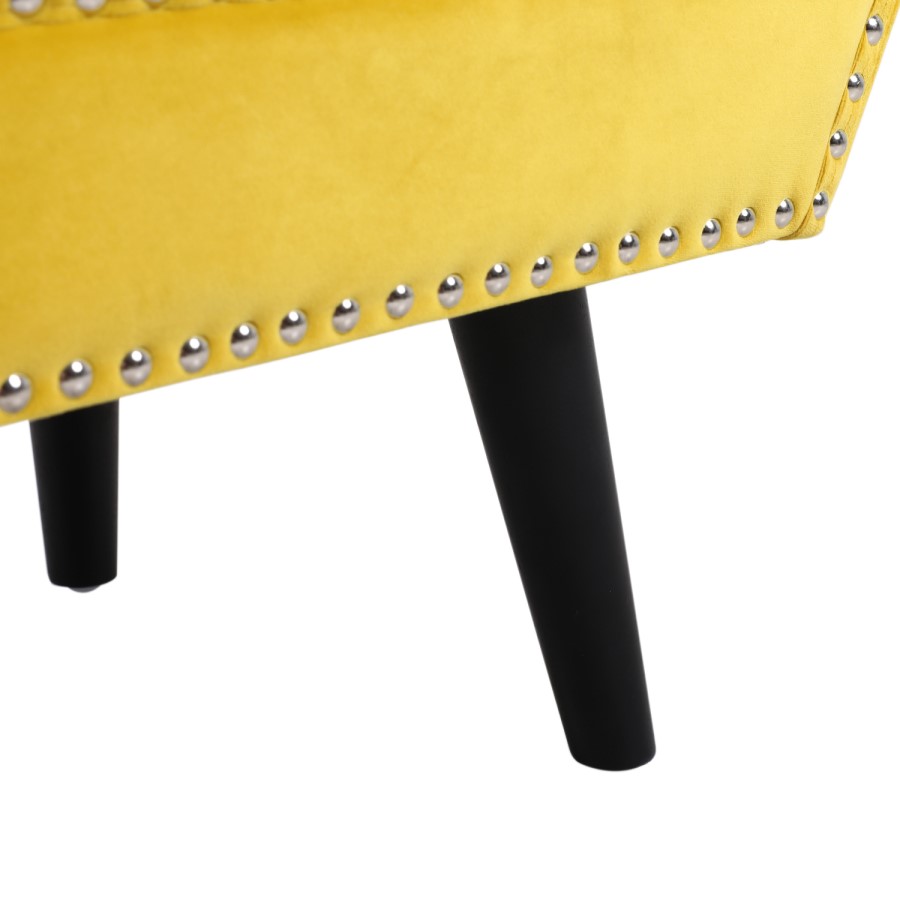 GRADE A1 - Cheska Small Studded Velvet Bench in Yellow