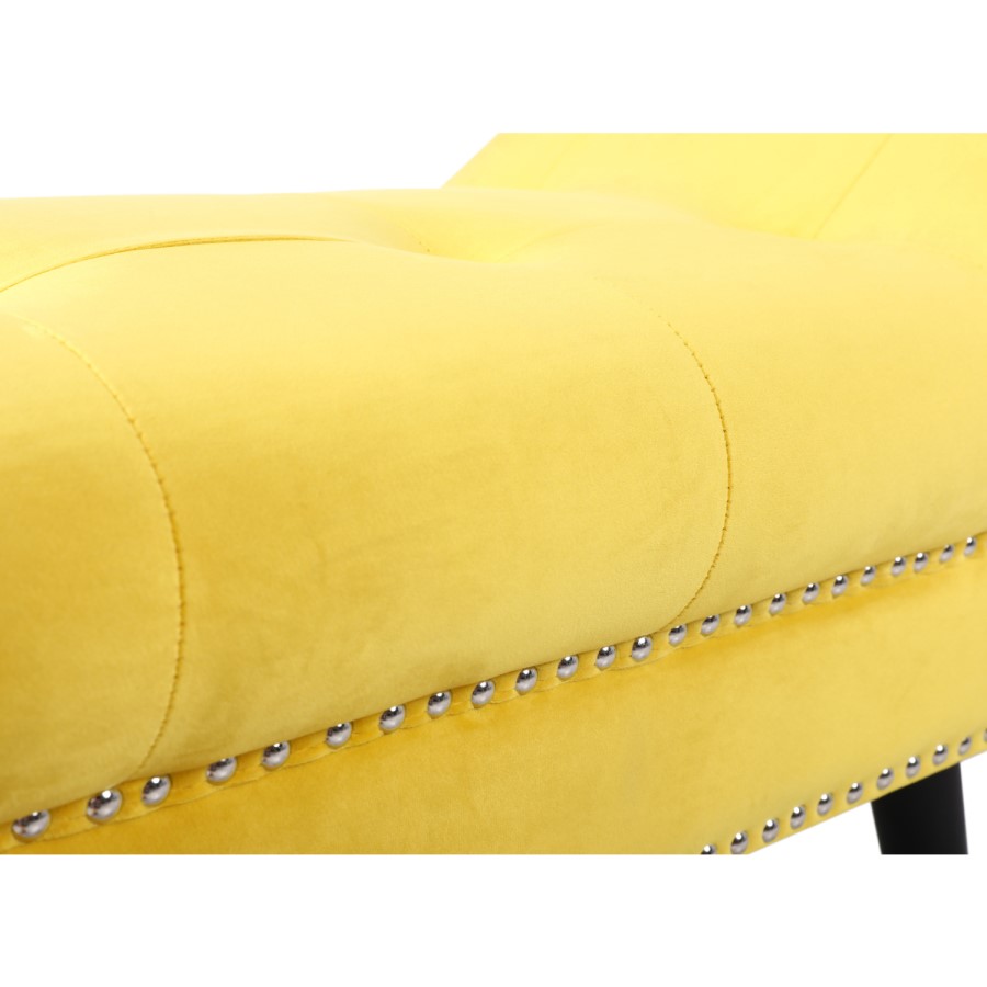 GRADE A1 - Cheska Small Studded Velvet Bench in Yellow