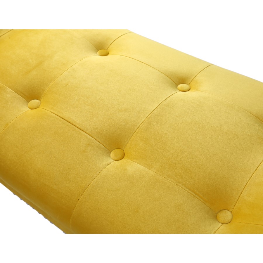 GRADE A1 - Cheska Small Studded Velvet Bench in Yellow