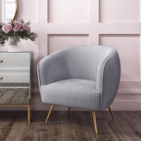 Silver Grey Velvet Armchair with Pleated Detail - Cheska