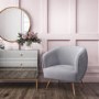 GRADE A1 - Silver Grey Velvet Armchair with Pleated Detail - Cheska