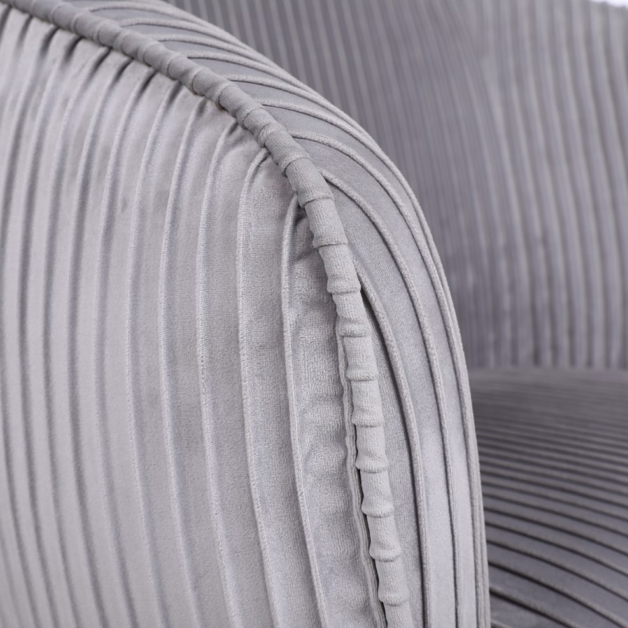 Silver Grey Velvet Armchair with Pleated Detail - Cheska