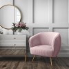 GRADE A1 - Baby Pink Velvet Armchair with Pleated Detail - Cheska