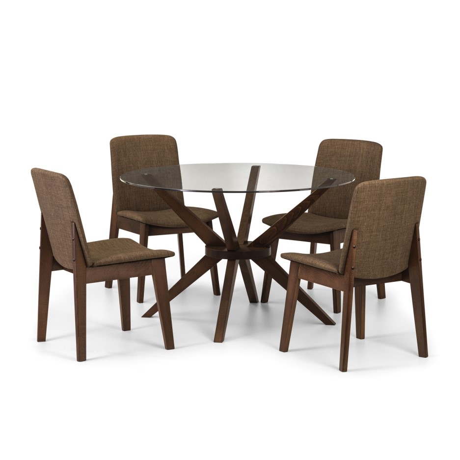 Chelsea Round Walnut Glass Dining Table Julian Bowen Range Chelsea Round Walnut Glass Dining Table Julian Bowen Range