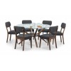 Glass Top Dining Table with 6 Walnut Dining Chairs - Chelsea