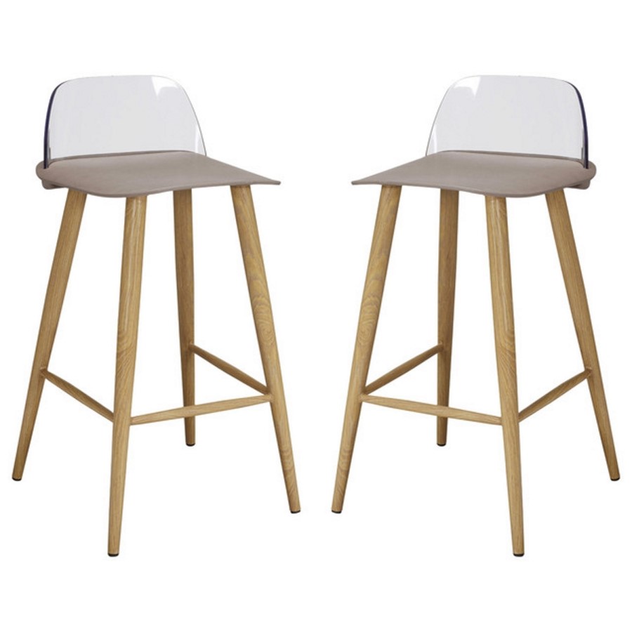 LPD Chelsea Pair of Bar Stools in Stone