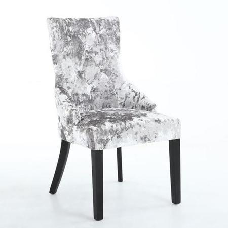 Chester Crushed Velvet Silver Dining Chair with black legs