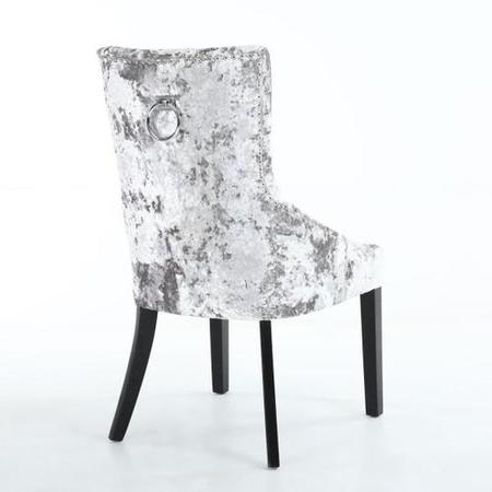 Chester Crushed Velvet Silver Dining Chair with black legs