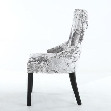 Chester Crushed Velvet Silver Dining Chair with black legs
