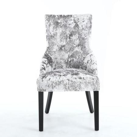 Chester Crushed Velvet Silver Dining Chair with black legs
