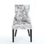 Chester Crushed Velvet Silver Dining Chair with black legs