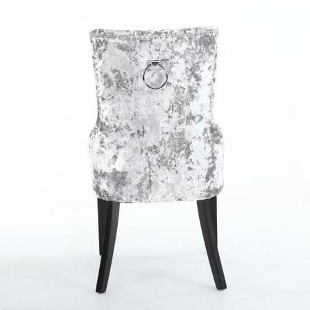 Chester Crushed Velvet Silver Dining Chair with black legs