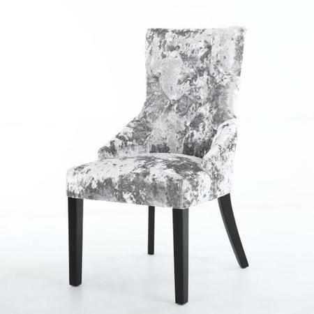 Chester Crushed Velvet Silver Dining Chair with black legs