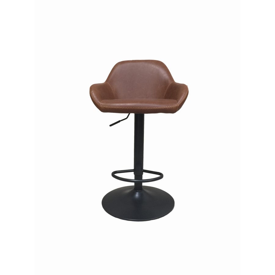 Set of 2 Hunter Tan Faux Leather  Adjustable Gas Lift Barstools