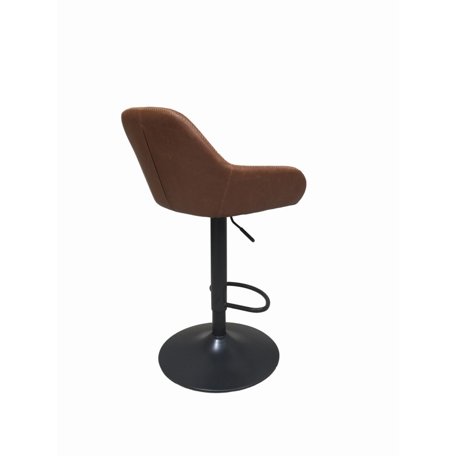 Set of 2 Hunter Tan Faux Leather  Adjustable Gas Lift Barstools