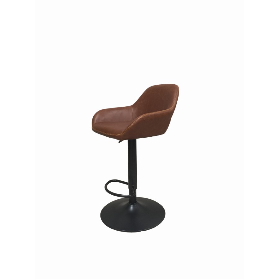 Set of 2 Hunter Tan Faux Leather  Adjustable Gas Lift Barstools
