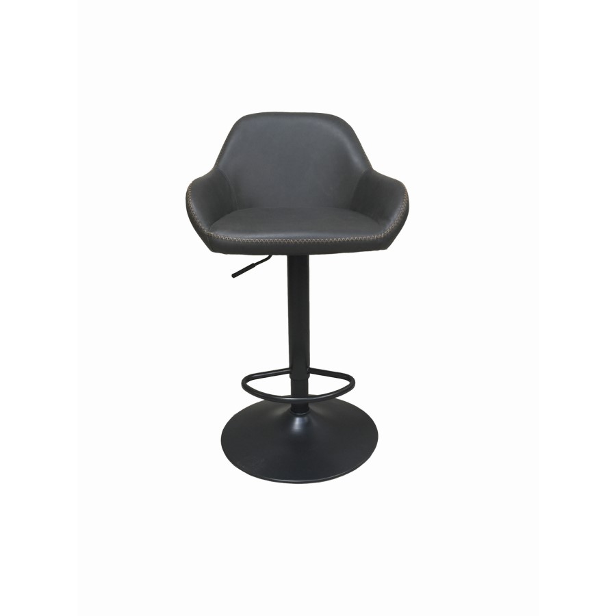 Hunter Grey Faux Leather Adjustable Gas Lift Barstools- Set of 2 
