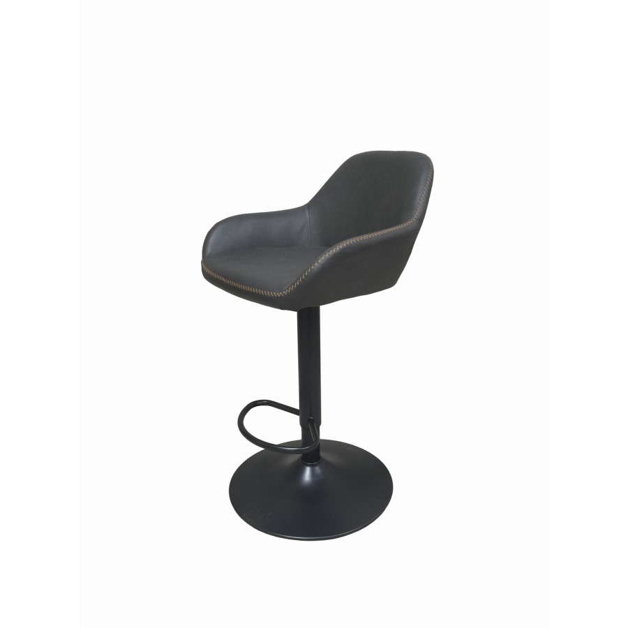 Hunter Grey Faux Leather Adjustable Gas Lift Barstools- Set of 2 