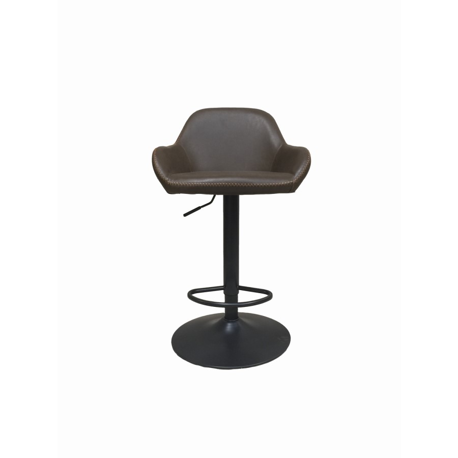 Set of 2 Hunter Chesnut Brown Faux Leather Adjustable Gas Lift Barstools