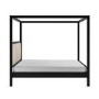 Double Four Poster Bed in Black with Linen Headboard - Charlotte