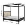 King Size Four Poster Bed in Black with Linen Headboard - Charlotte