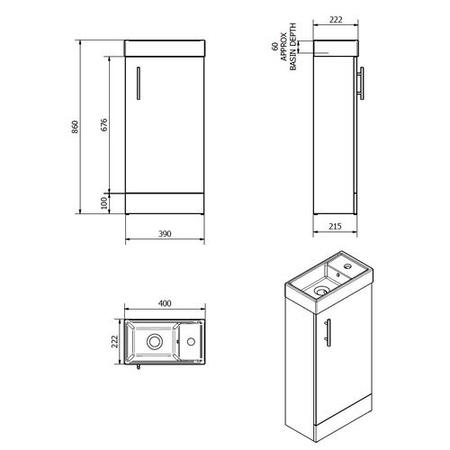400mm White Cloakroom Vanity Unit & Basin