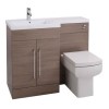 Oak Left Hand Bathroom Vanity Unit &amp; Basin Furniture Suite - W1090mm - Includes Mid Edge Basin Only