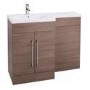 Oak Left Hand Bathroom Vanity Unit & Basin Furniture Suite - W1090mm - Includes Mid Edge Basin Only