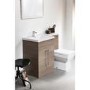 Oak Left Hand Bathroom Vanity Unit & Basin Furniture Suite - W1090mm - Includes Mid Edge Basin Only