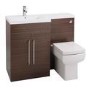 Walnut Left Hand Bathroom Vanity Unit & Basin Furniture Suite - W1090mm - Includes Mid Edge Basin On