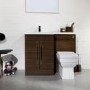 Walnut Left Hand Bathroom Vanity Unit & Basin Furniture Suite - W1090mm - Includes Mid Edge Basin On