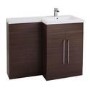 Walnut Right Hand Bathroom Vanity Unit & Basin Furniture Suite - W1090mm - Includes Mid Edge Basin O