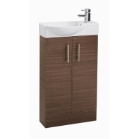 Walnut Cloakroom Vanity Unit & Basin - W505 x H885mm