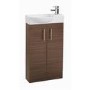 Walnut Cloakroom Vanity Unit & Basin - W505 x H885mm