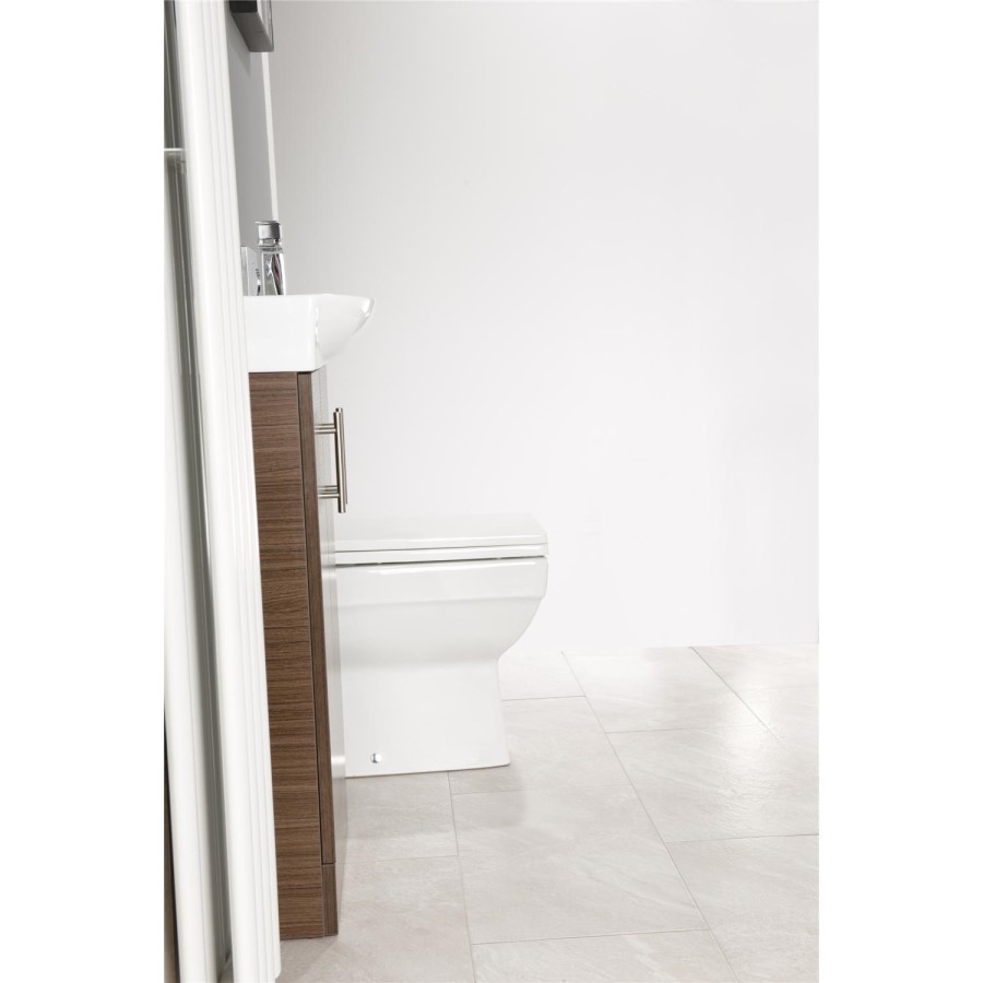 Walnut Cloakroom Vanity Unit & Basin - W505 x H885mm