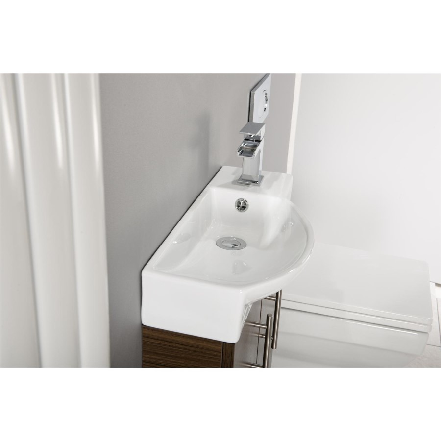 Walnut Cloakroom Vanity Unit & Basin - W505 x H885mm