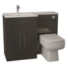 Anthracite Bathroom Vanity Unit Furniture Suite Left Hand - W1090mm - Includes Thin Edge Basin Only