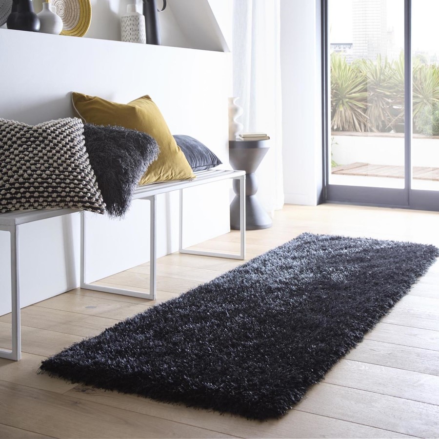 Shaggy Black Runner Rug - 200 x 67 cm - Chicago - Origins