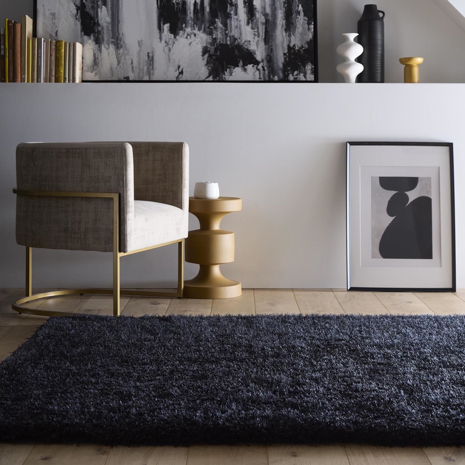 Phoenox Textiles Ltd Black Shaggy Rug - 200 X 140 Cm - Chicago - Origins