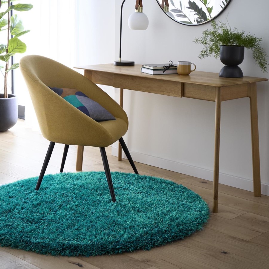 Shaggy Teal Round Rug - 133 x 133 cm - Chicago - Origins